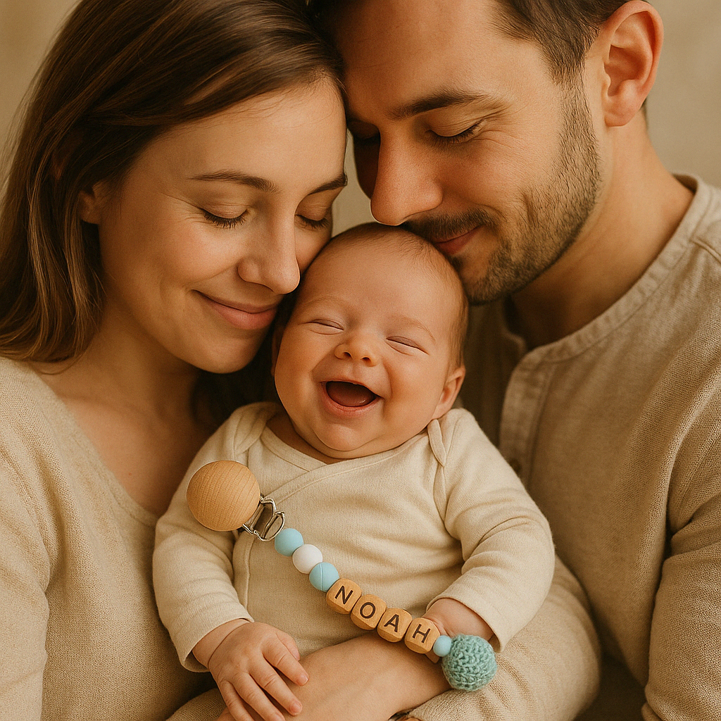 Attache-tétine personnalisée avec prénom – Cadeau naissance unique