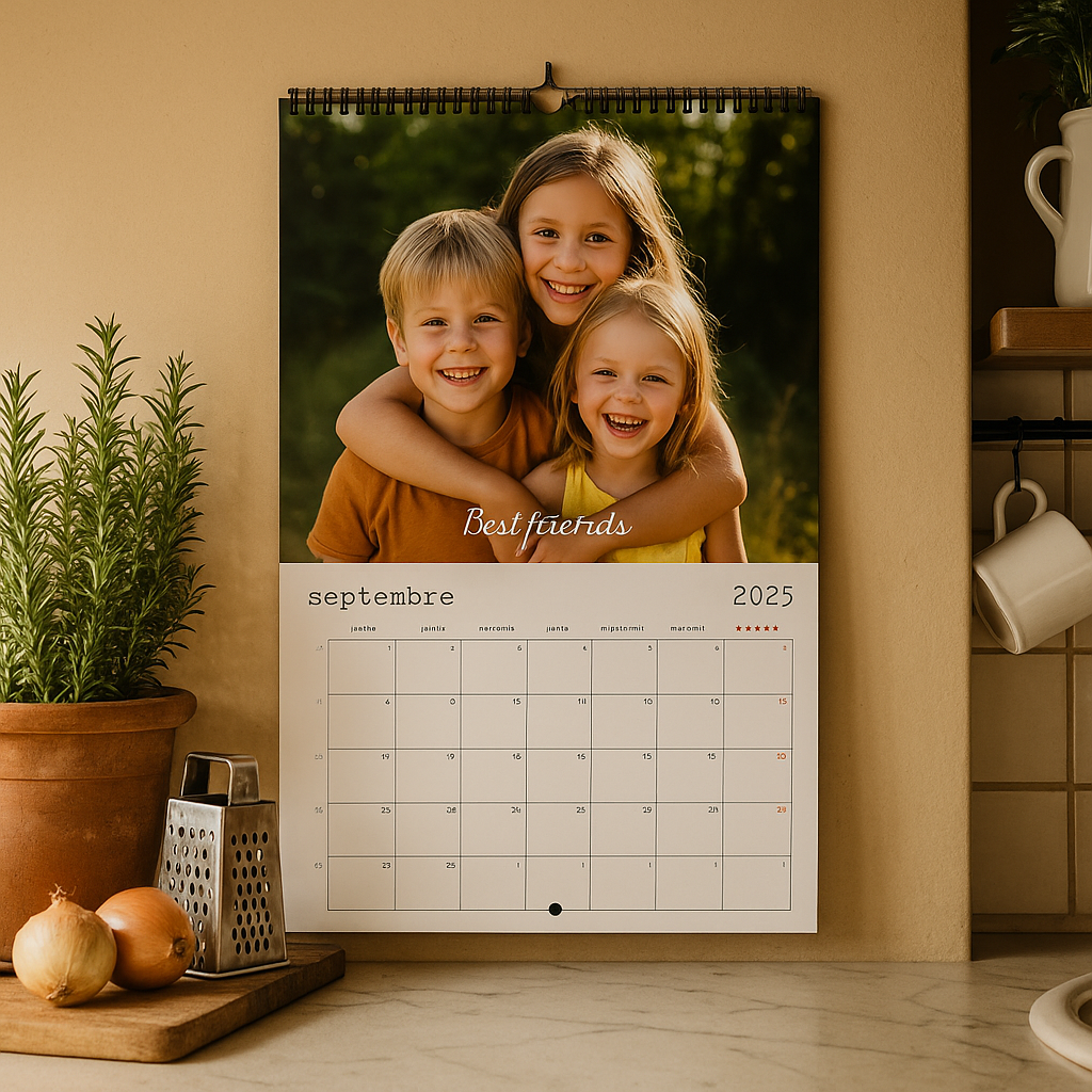 Calendrier personnalisé mural & bureau – Photos, textes & design unique