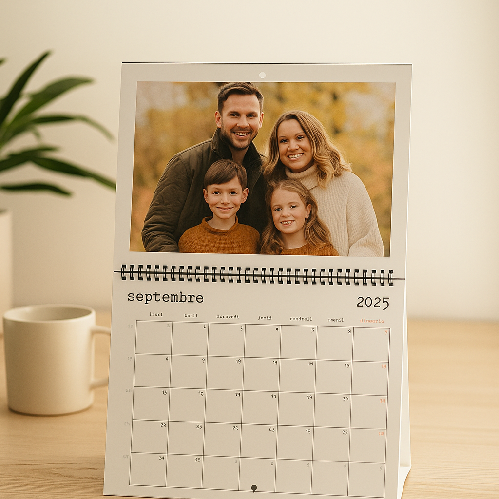 Calendrier personnalisé mural & bureau – Photos, textes & design unique
