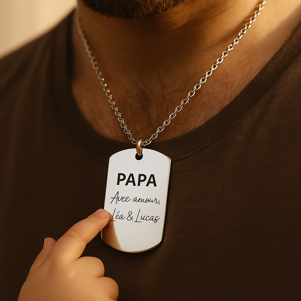 Collier Personnalisé Gravé – Cadeau Personnalisé Homme Élégant et Intemporel