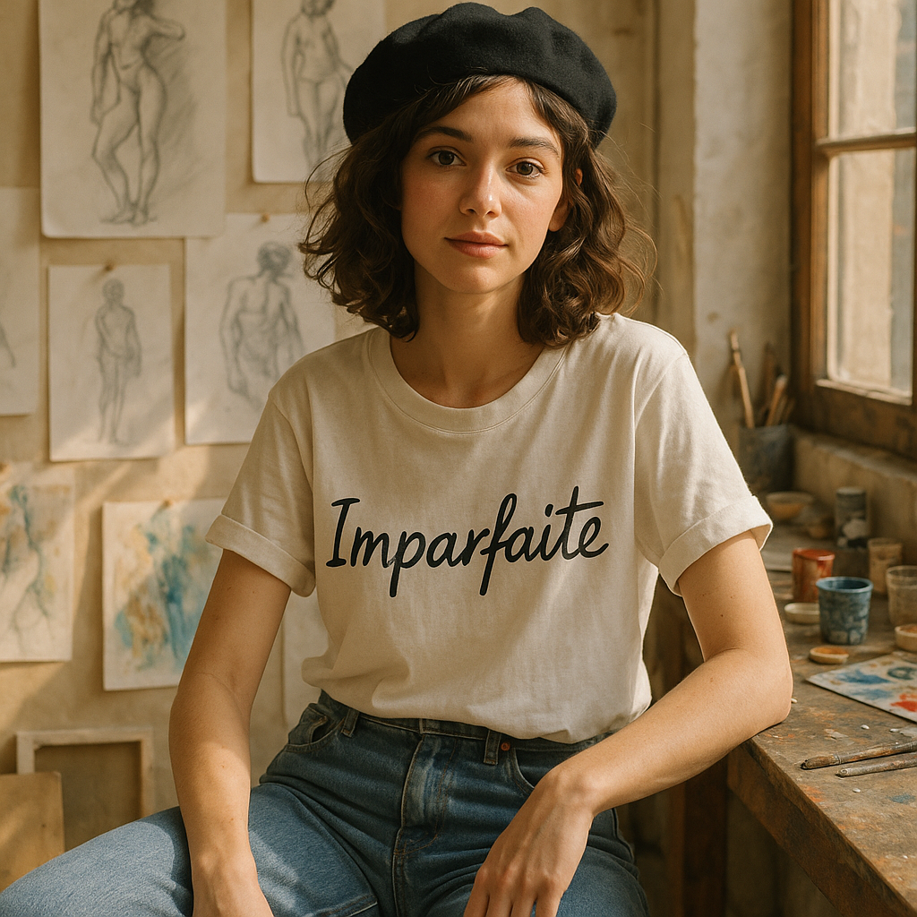 T-shirt blanc personnalisé femme – Coupe droite, coton doux et imprimé tendance