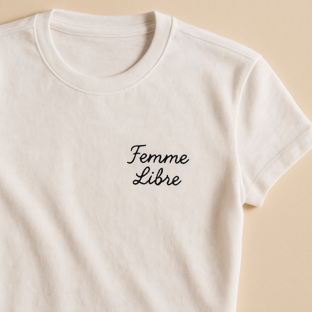 T-shirt blanc personnalisé femme – Coupe droite, coton doux et imprimé tendance