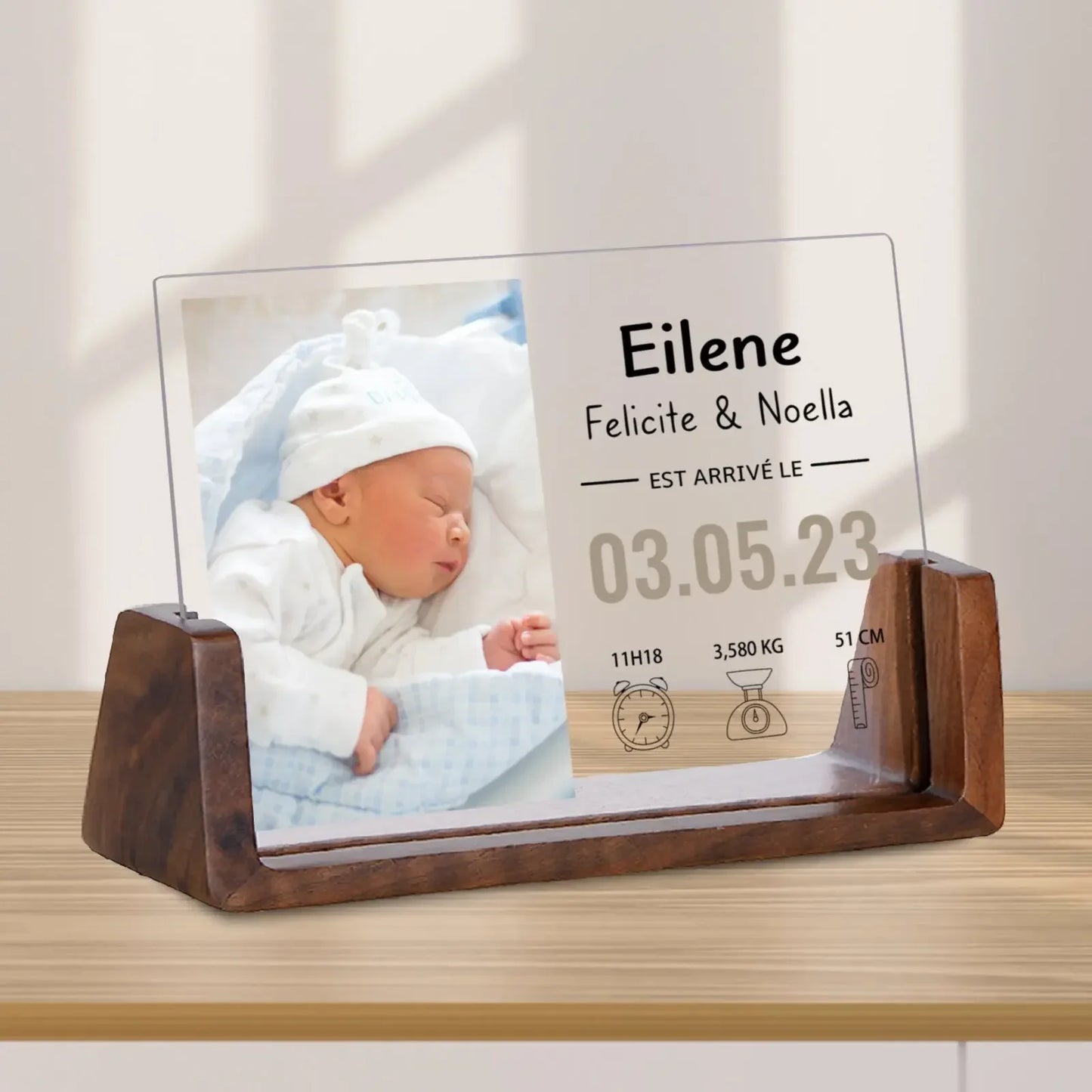 Cadre photo naissance personnalisé – Un souvenir tendre et unique