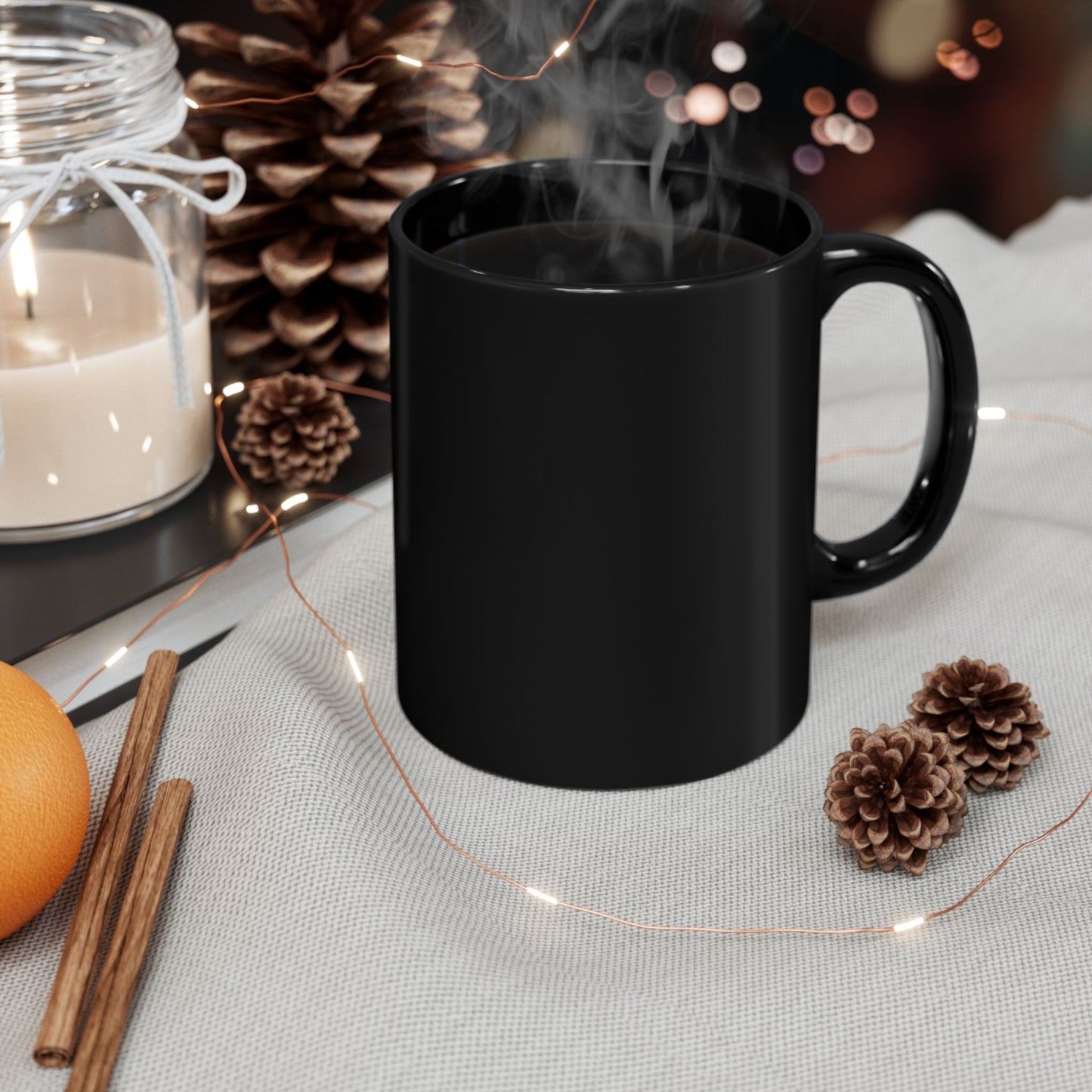 Mug noir brillant personnalisé Noël 2025 – édition luxe