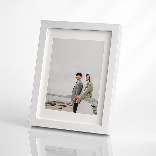 Cadre photo personnalisé – Finition bois blanc