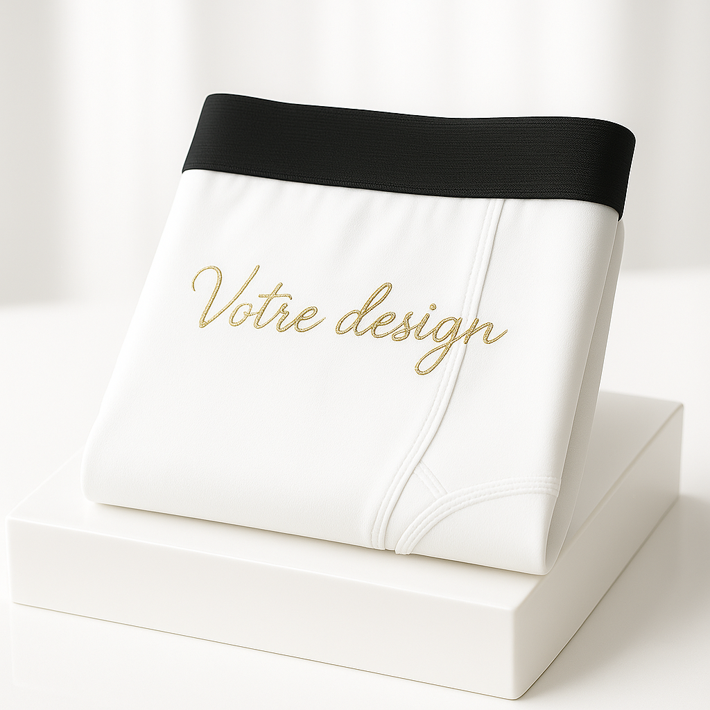 Caleçon personnalisé blanc – Minimaliste & plein d’émotion