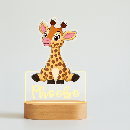Personalized birth night light – Giraffe with engraved first name
