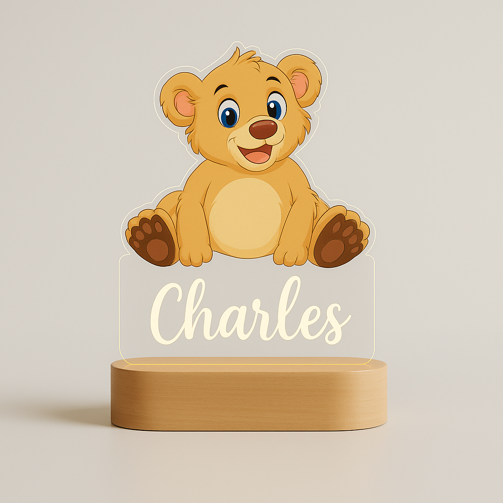 Veilleuse personnalisée naissance –  Ourson avec prénom gravé