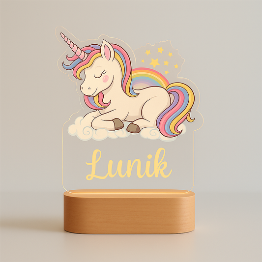 Personalized birth night light – Unicorn with engraved first name