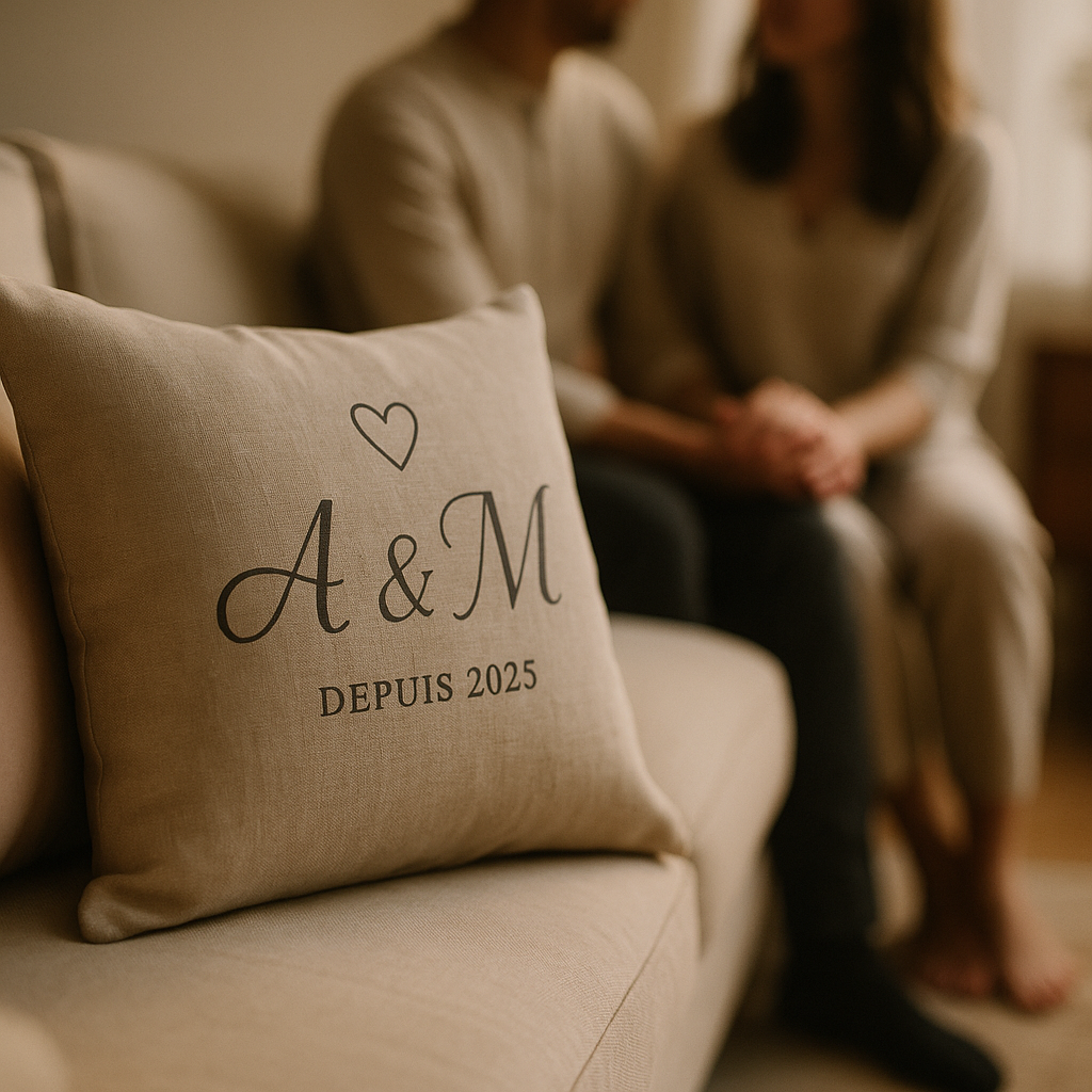 Coussin personnalisé 36x36 cm – Déco élégante & cadeau unique | MonCadeauPersonnalisé