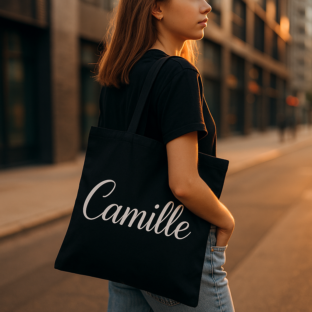 Tote Bag Personnalisé noir – Sac en Coton Unique & Éco-Responsable