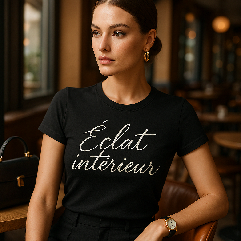 T-shirt personnalisé noir  femme – Mode unique et imprimé tendance 2025
