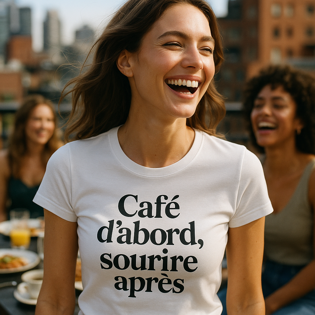 T-shirt blanc personnalisé femme – Coupe droite, coton doux et imprimé tendance