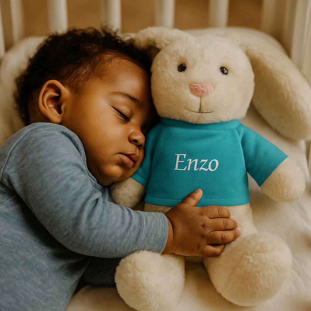 Doudou personnalisé – Lapin peluche prénom brodé, cadeau naissance