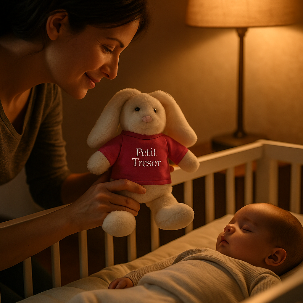 Doudou lapin personnalisé - Cadeau naissance