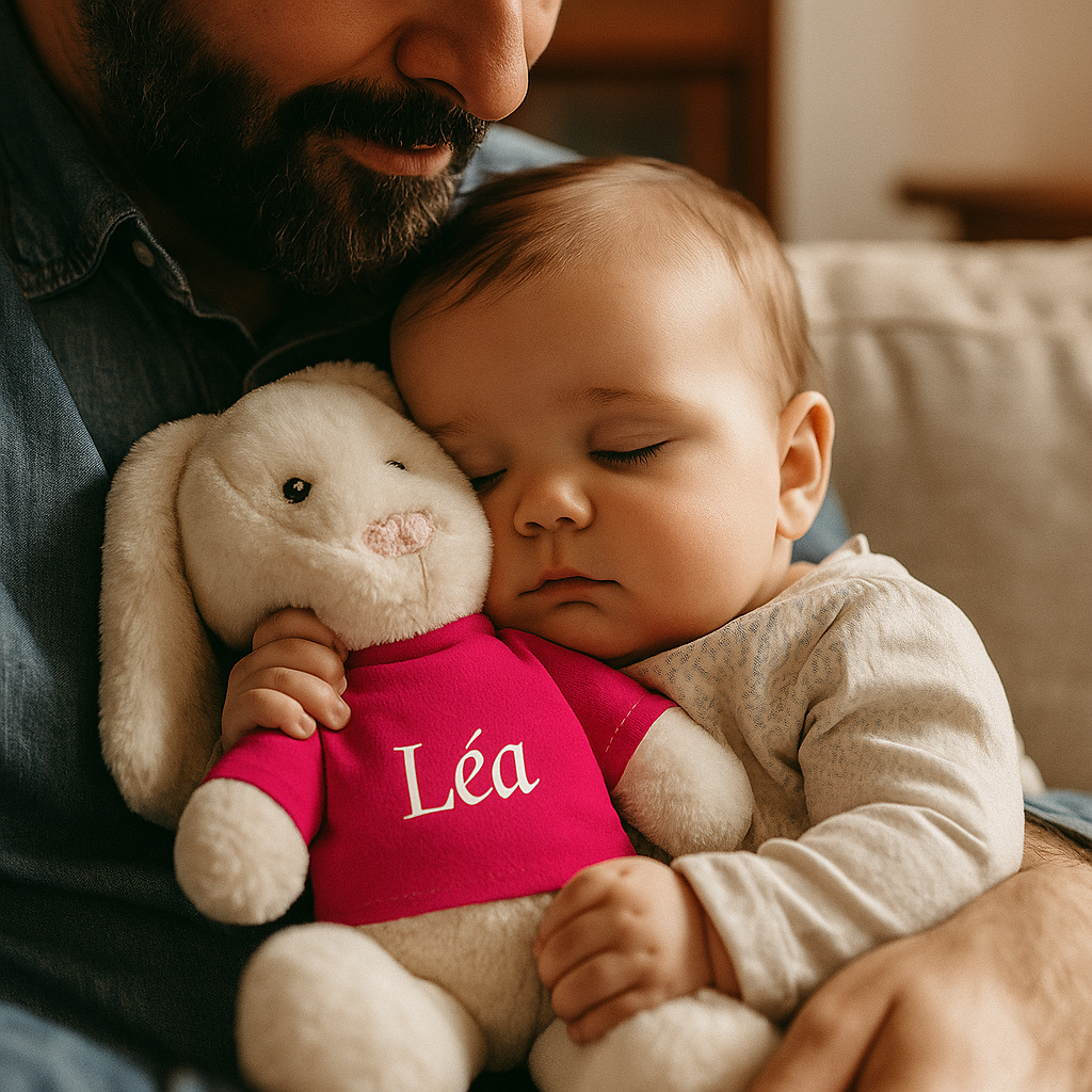 Doudou lapin personnalisé - Cadeau naissance