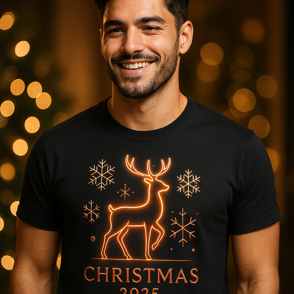 T-shirt noir homme personnalisé Noël 2025 – édition chic