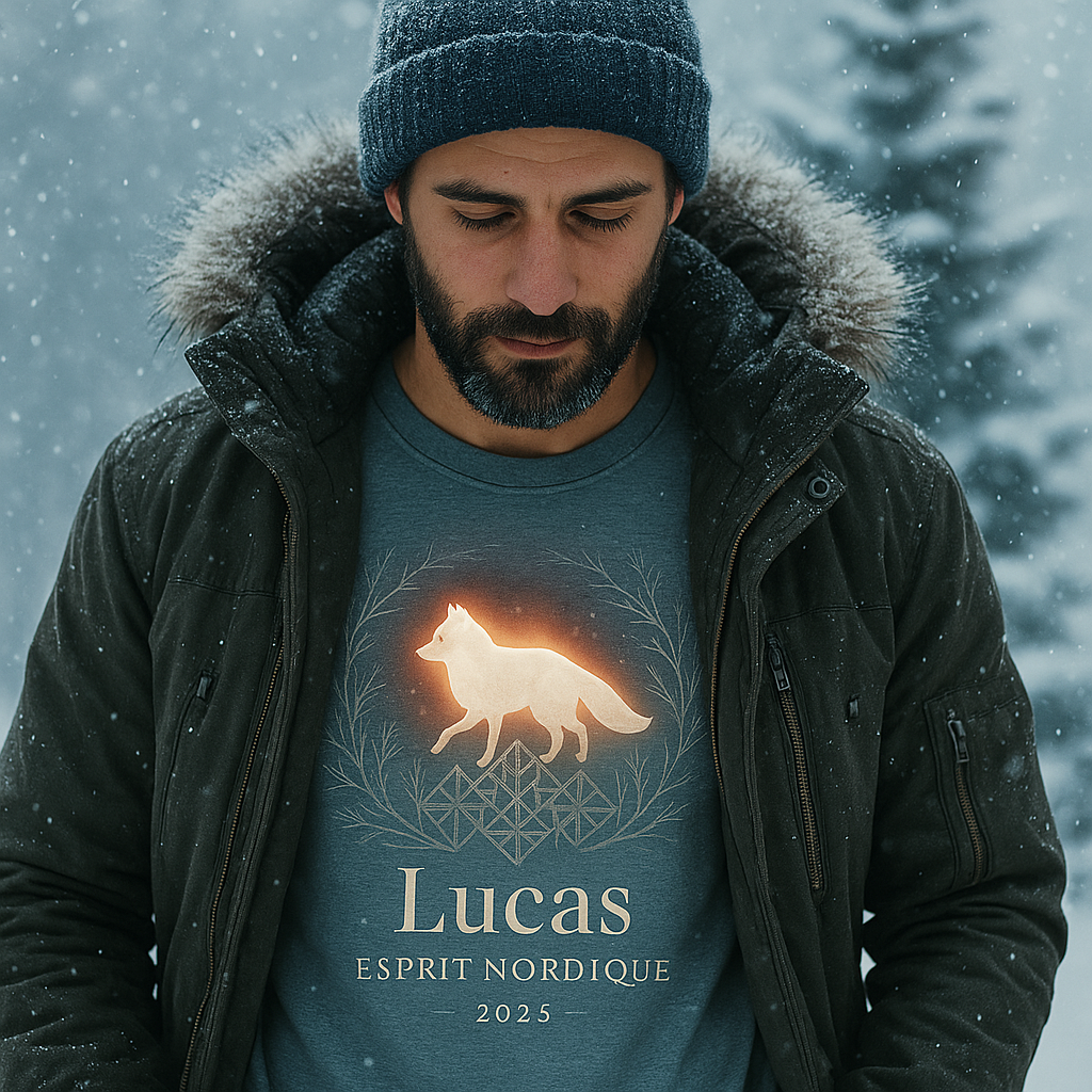 T-shirt gris homme personnalisé – Esprit de Noël 2025