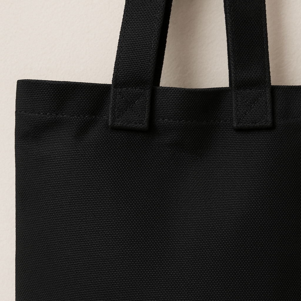 Tote bag noir personnalisé Noël 2025 – design chic doré