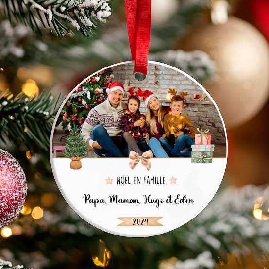 Boule de Noël Personnalisée en Céramique – Impression Recto Verso