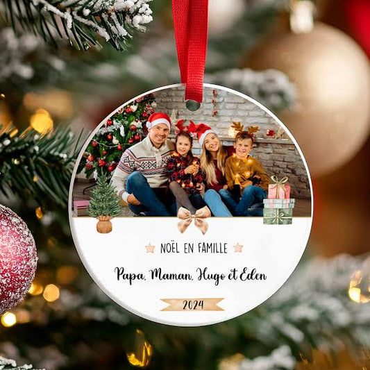 Boule de Noël Personnalisée en Céramique – Impression Recto Verso