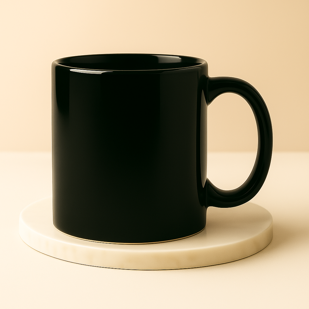 Mug noir brillant personnalisé Noël 2025 – édition luxe