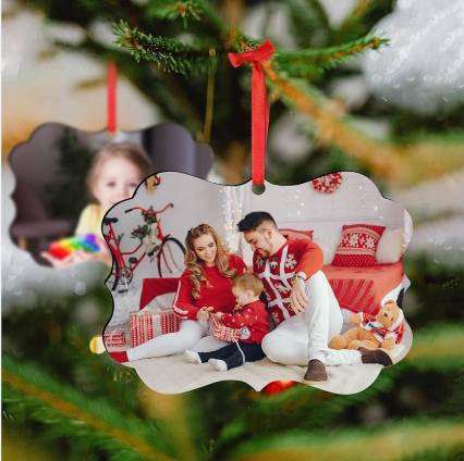 Décoration de Noël en Aluminium  – Ruban Rouge Inclus