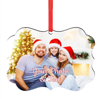 Décoration de Noël en Aluminium  – Ruban Rouge Inclus