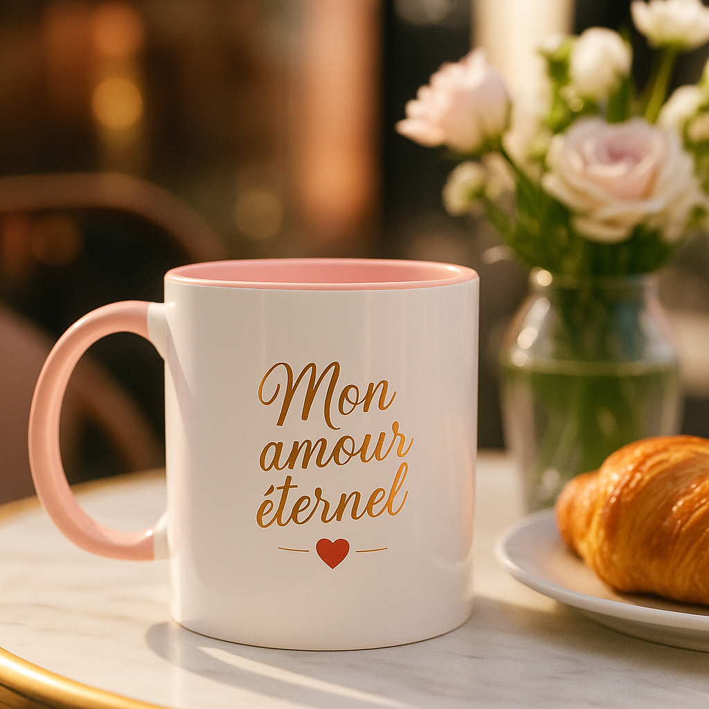 Mug Rose Personnalisé – Douceur & Charme
